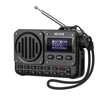 Портативний FM-радіоприймач/Bluetooth-колонка з акумулятором MLOVE цифровий LED-дисплей MP3-плеєр USB-реко, фото 1