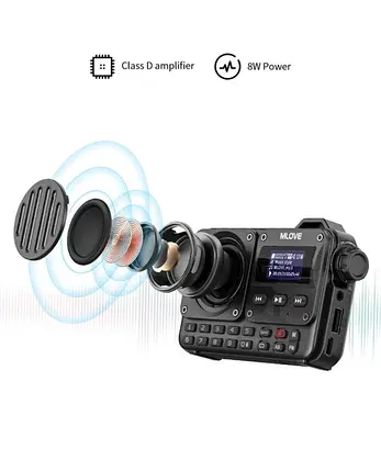 Портативний FM-радіоприймач/Bluetooth-колонка з акумулятором MLOVE цифровий LED-дисплей MP3-плеєр USB-реко, фото 4