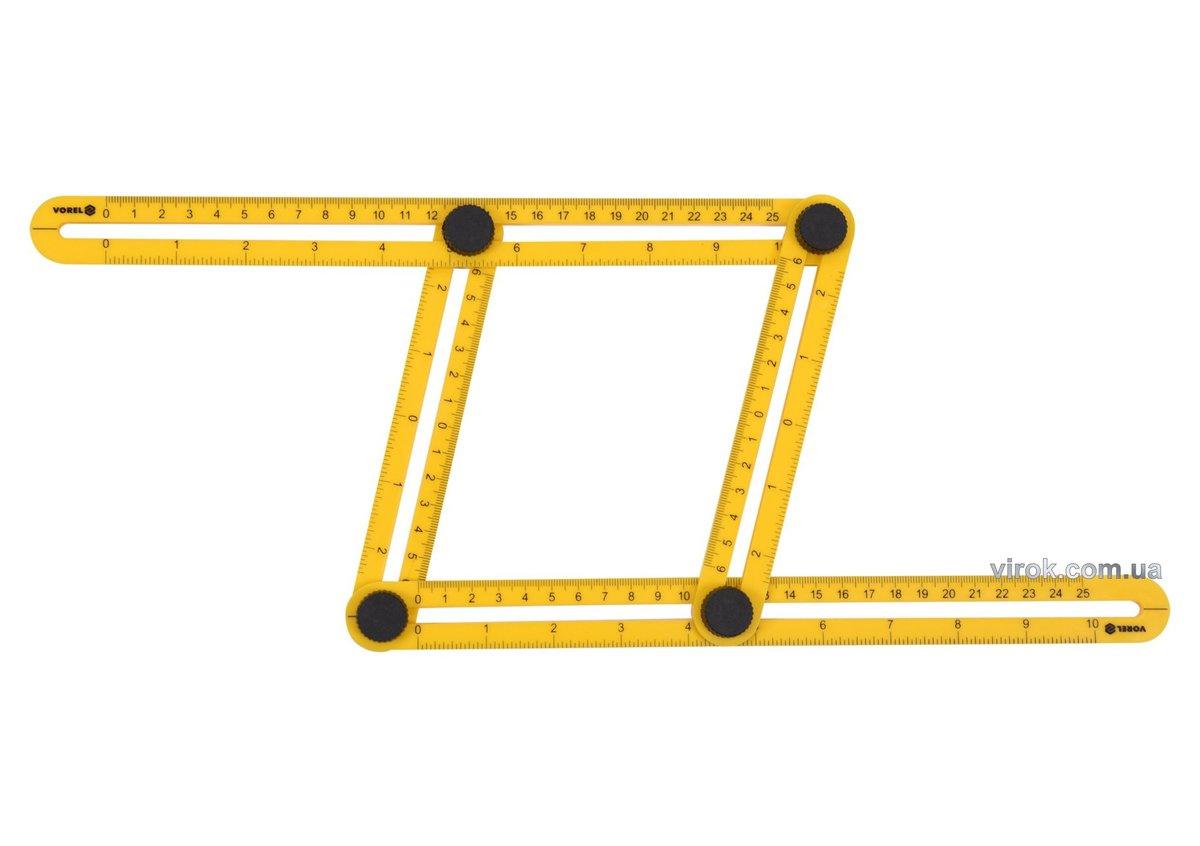 Шаблон - лінійка VOREL для перенесення вимірів, 25х12см. габ. 310 х 175 х 25 мм [20/60], фото 1