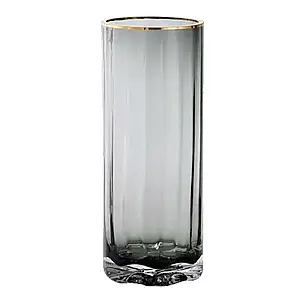 Скляна ваза для квітів Sandera 25 см прозора із золотим обідком