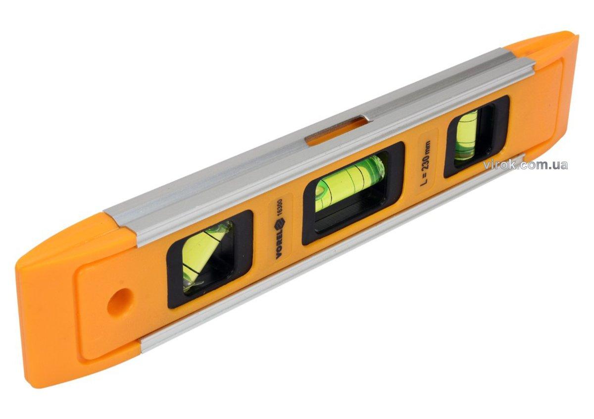 Рівень TORPEDO VOREL : 3 капсули, пластико-алюмінієвий корпус, магніт, L= 230 мм [100], фото 1