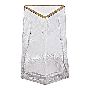 Скляна ваза для квітів Goldland 16 см прозора із золотим обідком