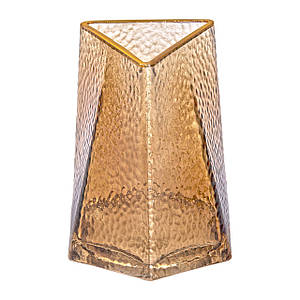 Скляна ваза для квітів Goldland 15.5 см золото