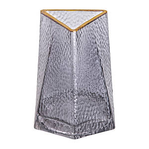 Скляна ваза для квітів Goldland 15.5 см, сірий з золотим обідком