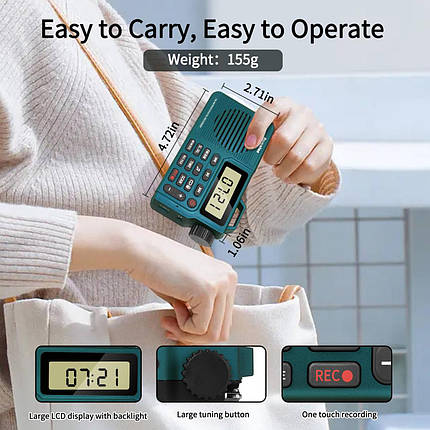 Портативне AM/FM-радіо, кишенькове радіо з Bluetooth, підтримка карти Micro SD, фото 3