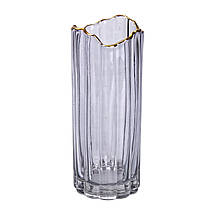 Декоративна скляна ваза Glass Flower 30 см сіра, фото 4