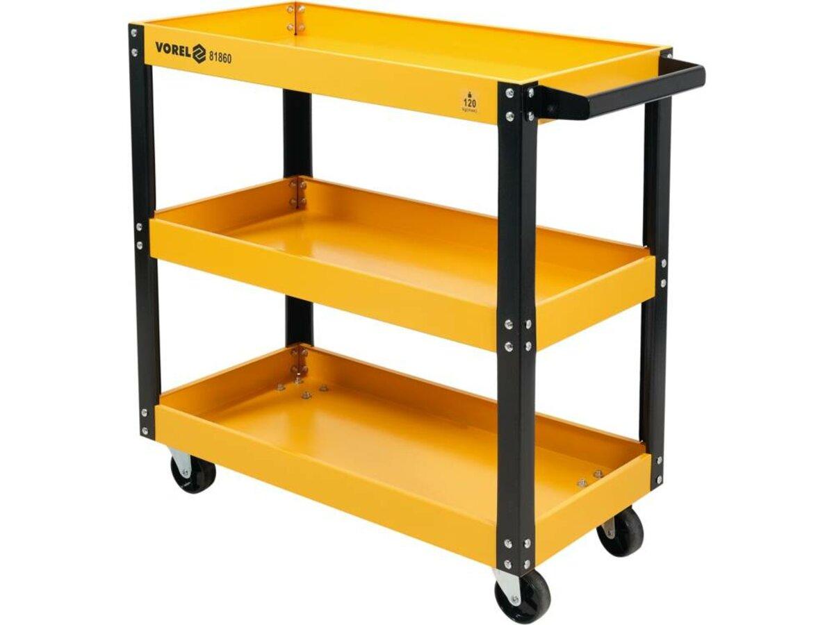 Візок для майстернь VOREL, 3 полки, на 4-х колесах, 77,5 х 76 х 35,5 см, макс. навантаж- 120 кг [1], фото 1