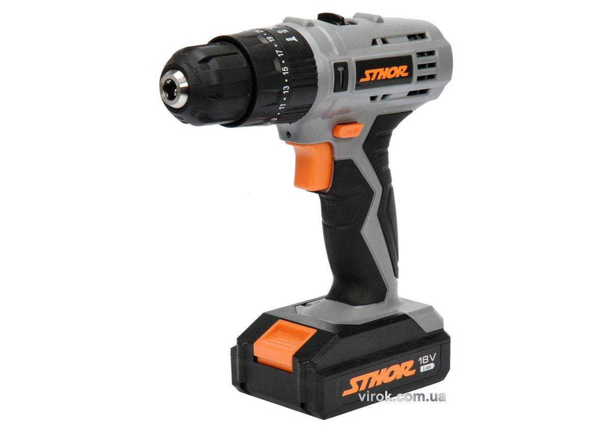 Шурупокрут-дриль ударний акумуляторний STHOR: 18 В, Li-Ion 1,3 АхГод, КМ- 22 Nm, патрон Ø ≤10 мм [5], фото 1