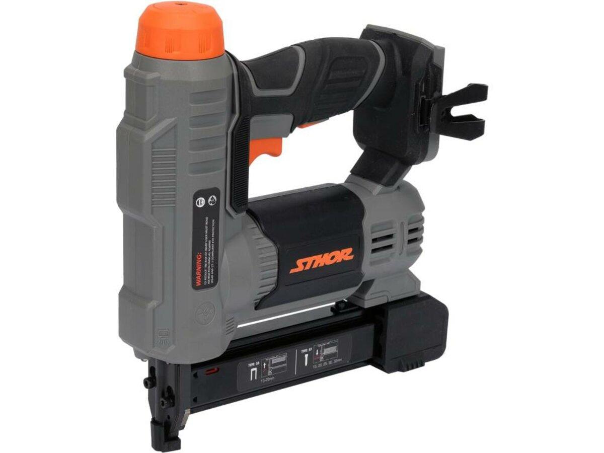 Степлер акумуляторний STHOR 20V Li-Ion. для скоб h= 15-25 мм, w= 6мм, цвяхів- 15-32(БЕЗ АКУМУЛЯТОРА), фото 1
