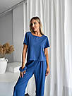 Піжама жіноча РУБЧИК ТРИКОТАЖНИЙ ШТАНЦІ+ФУТБОЛКА+РЕЗИНКА СИНІЙ/БЛАКИТНИЙ, фото 8