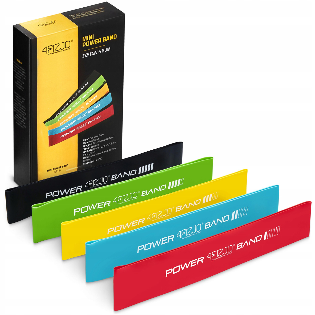 Гумки для фітнесу 4FIZJO Mini Power Band набір 5 шт 1-20 кг 4FJ1110 Poland