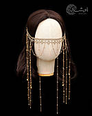 Прикраса довга маска на обличчя з ланцюжків "Раяна" для фотосесії — золотиста Aushal Jewellery