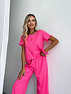 Піжама жіноча РУБЧИК ТРИКОТАЖНИЙ ШТАНЦІ+ФУТБОЛКА+РЕЗИНКА РОЖЕВИЙ/МАЛИНА, фото 9