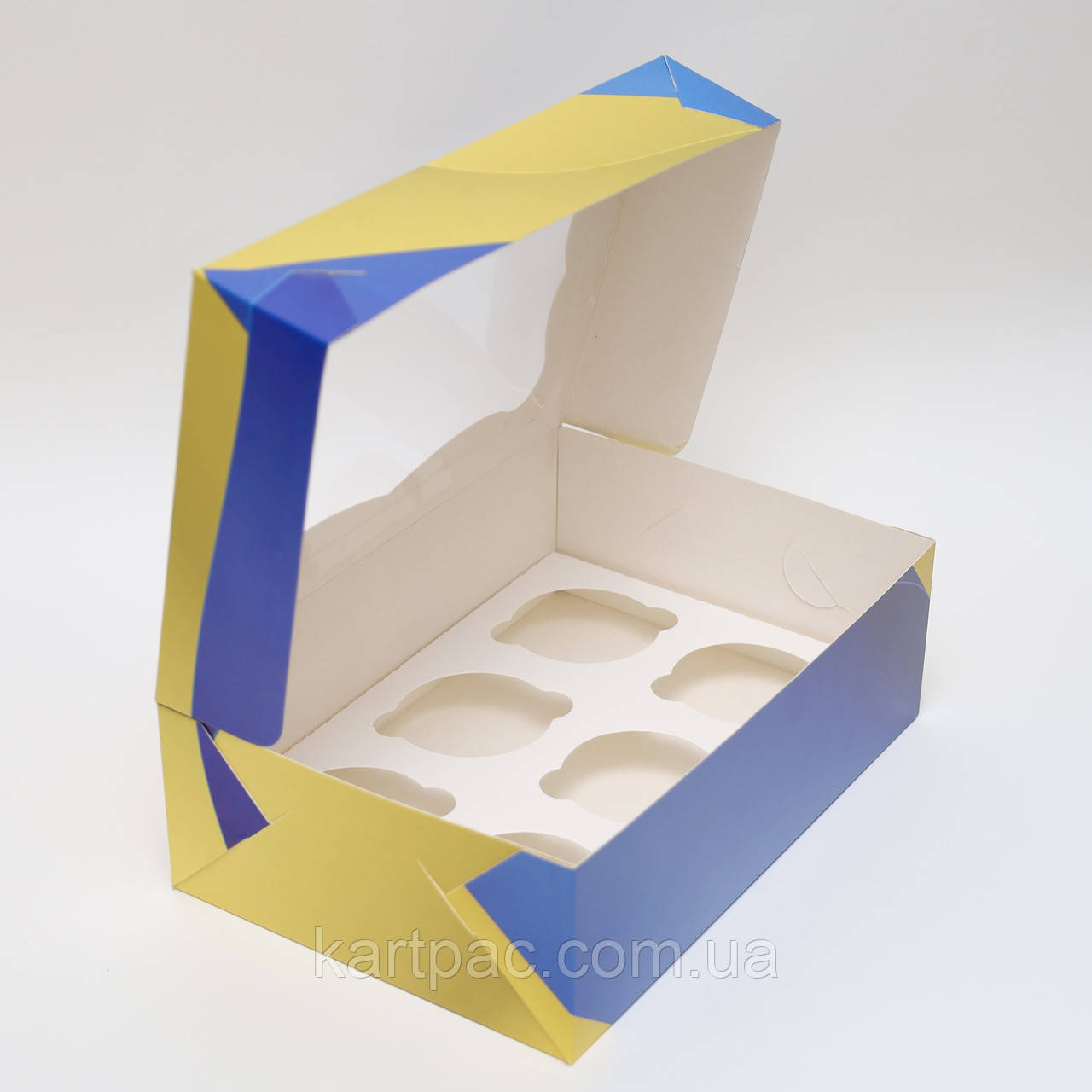 Коробка для 6-ти кексів з прозорим віконцем 250*170*80 (СЛАВА УКРАЇНІ)