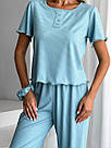 Піжама жіноча РУБЧИК ТРИКОТАЖНИЙ ШТАНЦІ+ФУТБОЛКА+РЕЗИНКА ОЛИВКА, фото 6