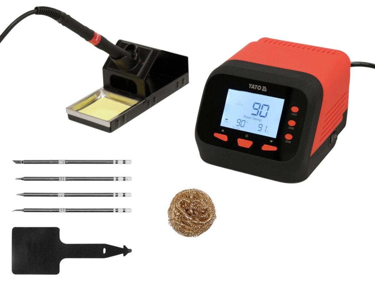 Паяльна станція мережева 110-230 V YATO; Р= 75 Вт, t°= 90-480°С, жало тип T12, LCD табло [12], фото 1