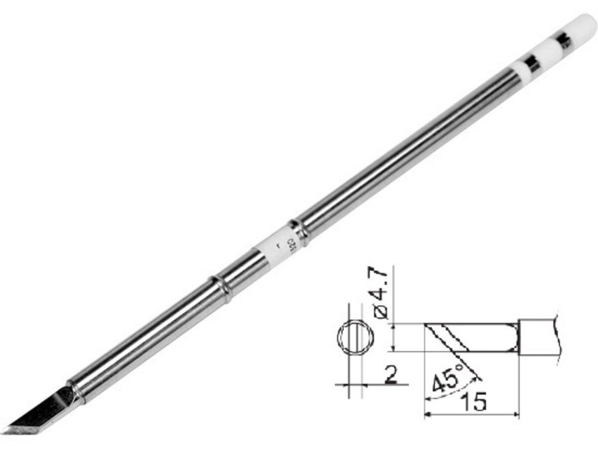 Наконечник для точкової пайки з вклад. грілкою YATO заг. l= 153мм, наконечник 15х4,7х2 мм, тип T12-K, фото 1