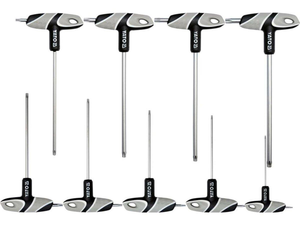 Ключі 6-променеві "TORX TR" з отвором YATO : "T"- образні, Т10-Т50, двосторонні, компл. 9 шт.[12/24], фото 1