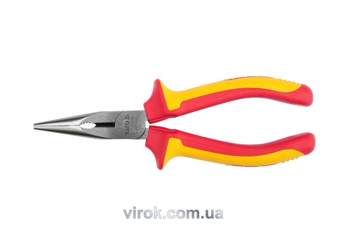 Щипці електромонтажні подовжені півкруглі прямі YATO : L= 160 мм з ізоляцією 1000V [6/36], фото 1