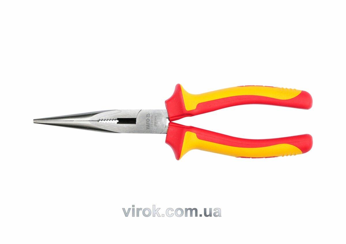 Щипці електромонтажні подовжені півкруглі прямі YATO : L= 200 мм з ізоляцією 1000V [6/36], фото 1