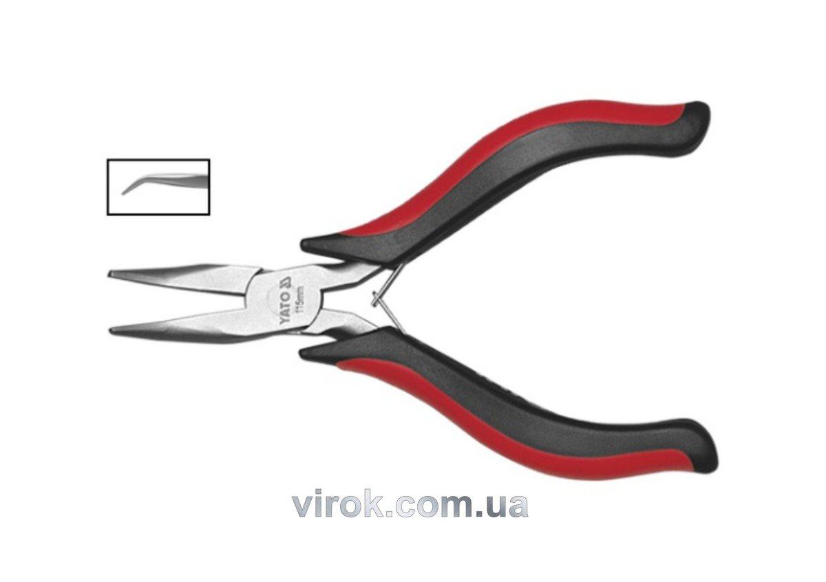 Тонкогубці-міні загнуті нікельовані YATO : L= 115 мм [6/120], фото 1