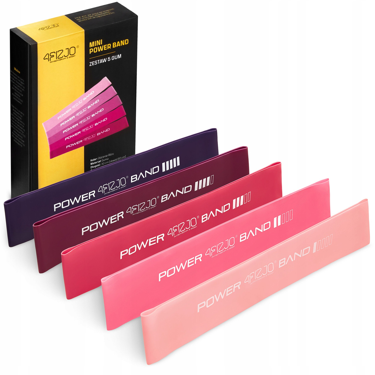 Гумки для фітнесу 4FIZJO Mini Power Band набір 5 шт 1-20 кг 4FJ0186 Poland