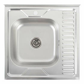 Кухонна мийка з нержавіючої сталі Platinum ДЕКОР 6060 L (0,7/160 мм)