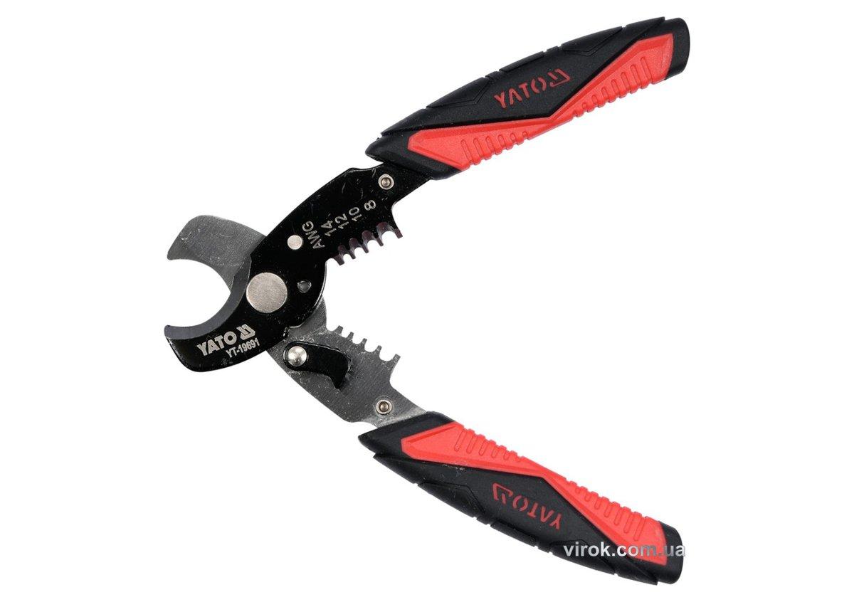 Ножиці для дроту YATO : Ø=10,5/3 мм, зі знімачем ізоляції Ø=1.6-3.2 мм, l=170 мм [6/24], фото 1