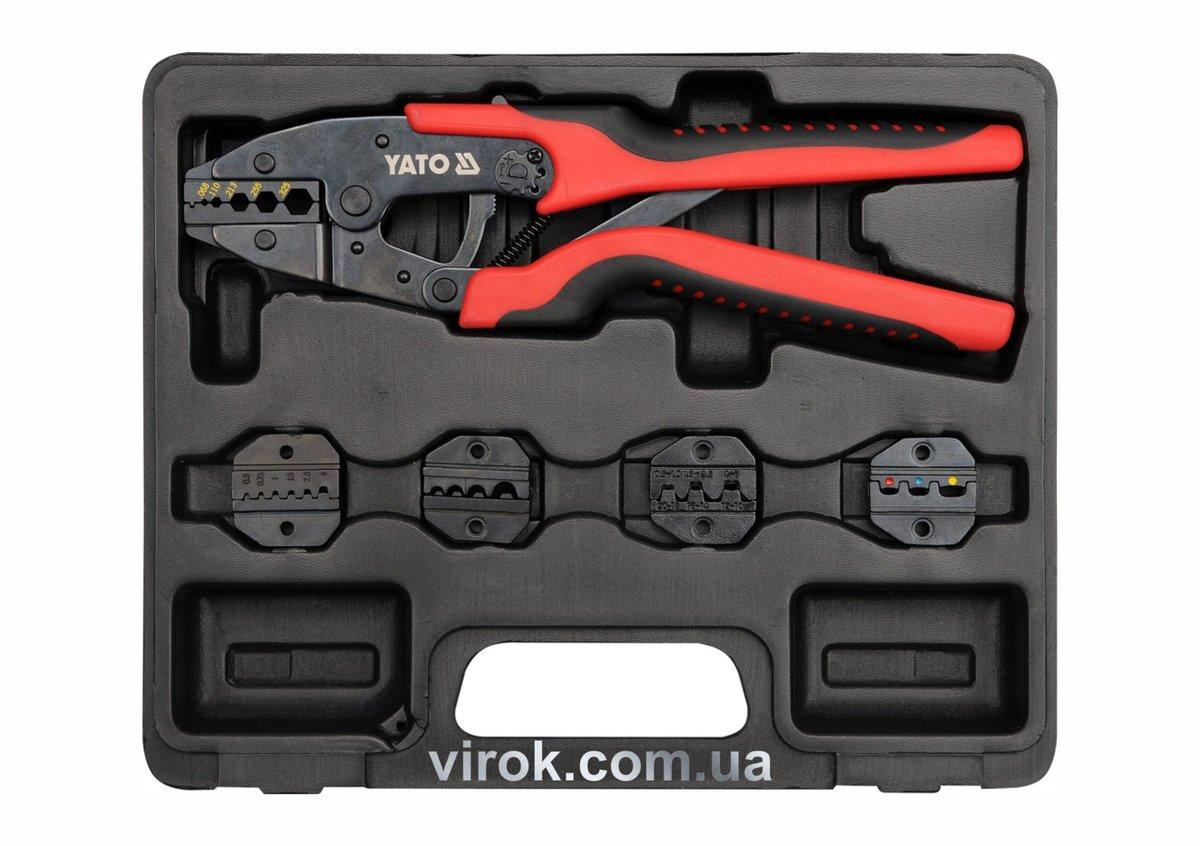 Кліщі для обтискання і зачистки проводів YATO, L=260 мм зі змінними вставками  кпл. 6 шт. [10], фото 1