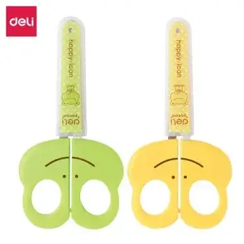 Ножиці Deli 6031 мікс 12,2 см пл/р, "Жаба" в пласт чохлі, фото 2