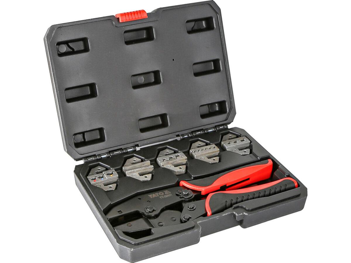 Кліщі для обтискання наконечників провідників YATO, L=220 мм з 5 змінними матрицями  кпл. 6 шт. у фу, фото 1