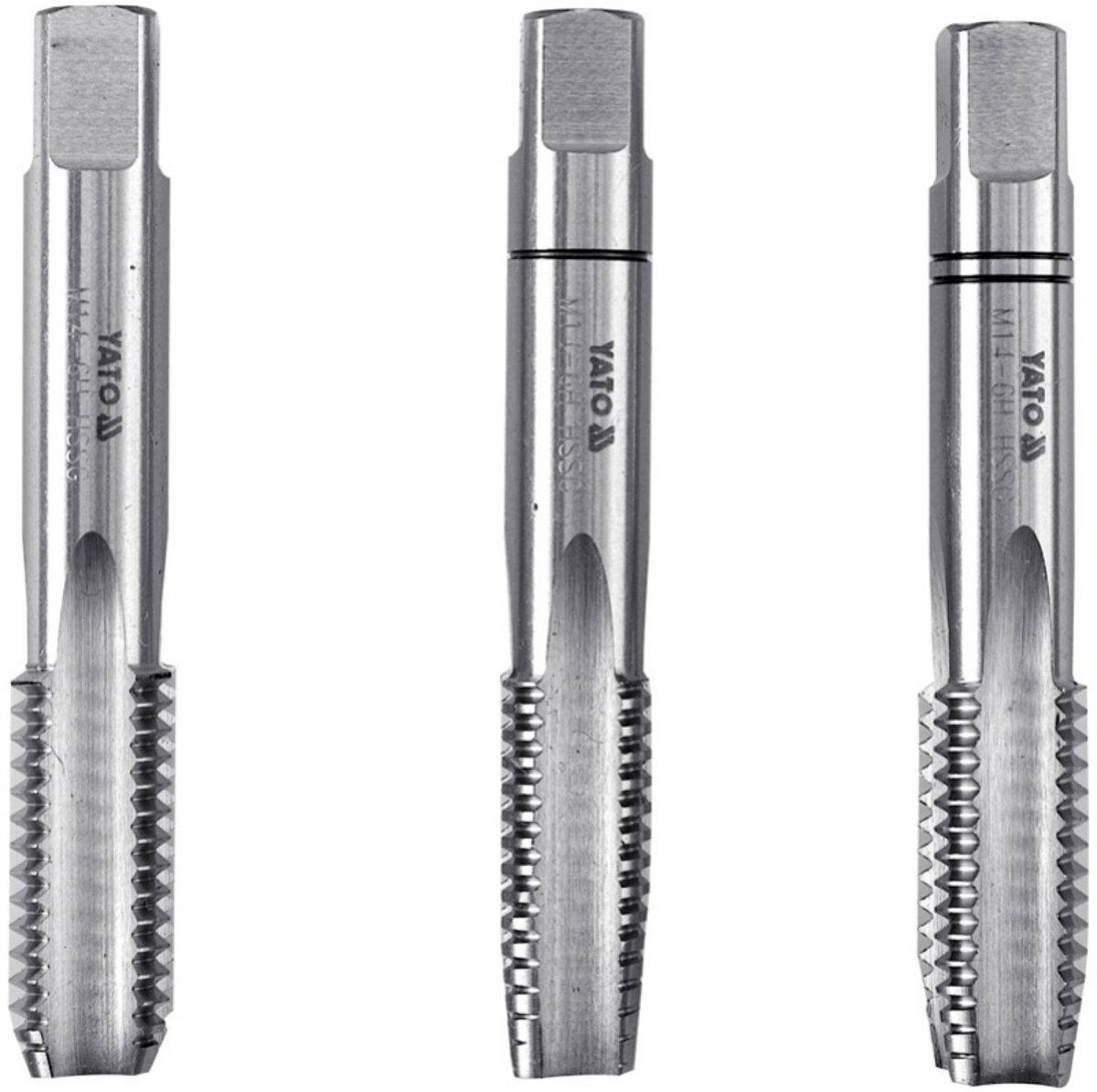 Мітчик YATO М14 х 2 мм, HSS М2, l= 80 мм, 3 шт [20/80], фото 1