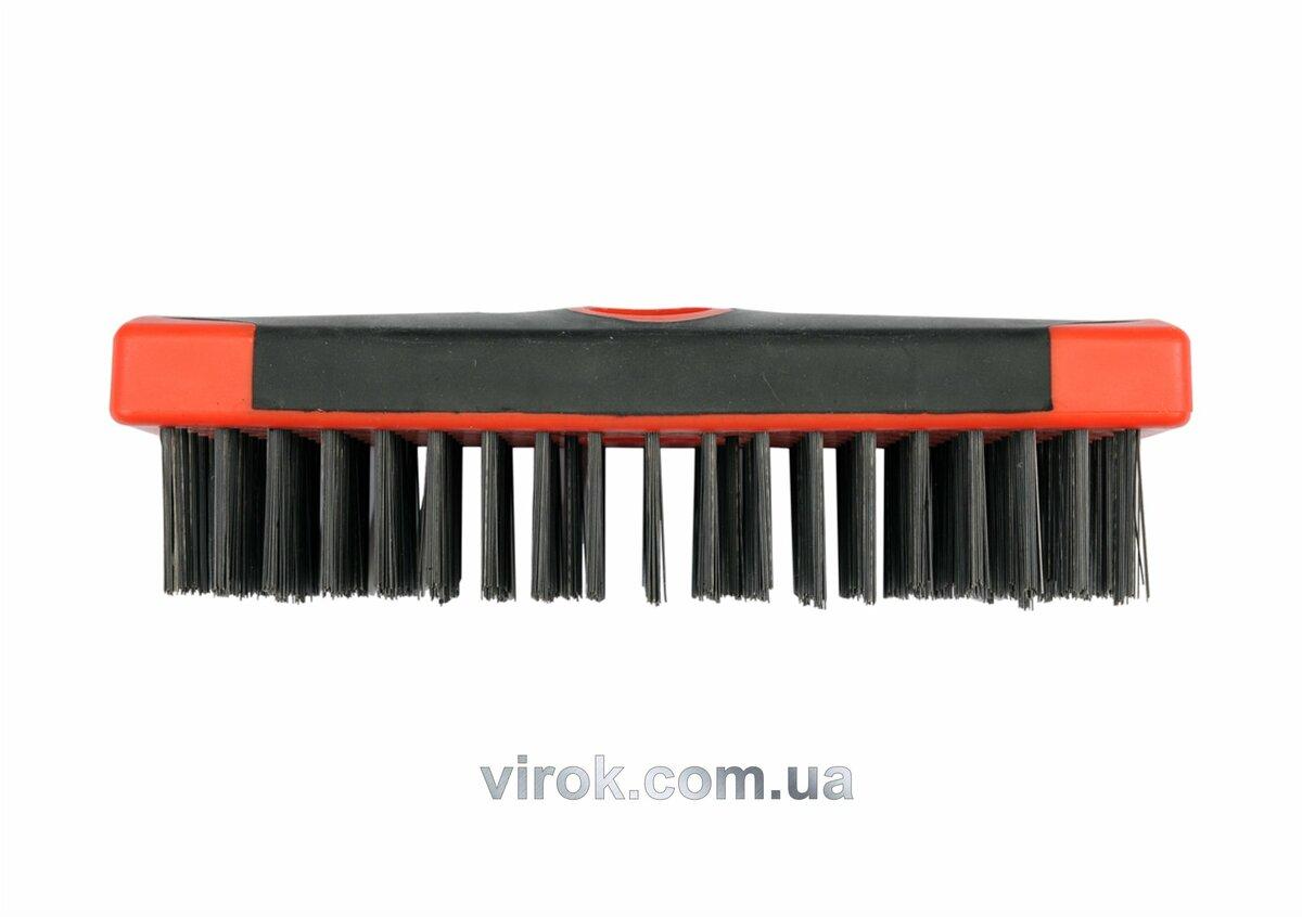 Щітка дротяна сталева YATO : 6- рядна, L=180 x 65 мм, пластикова [12/60], фото 1