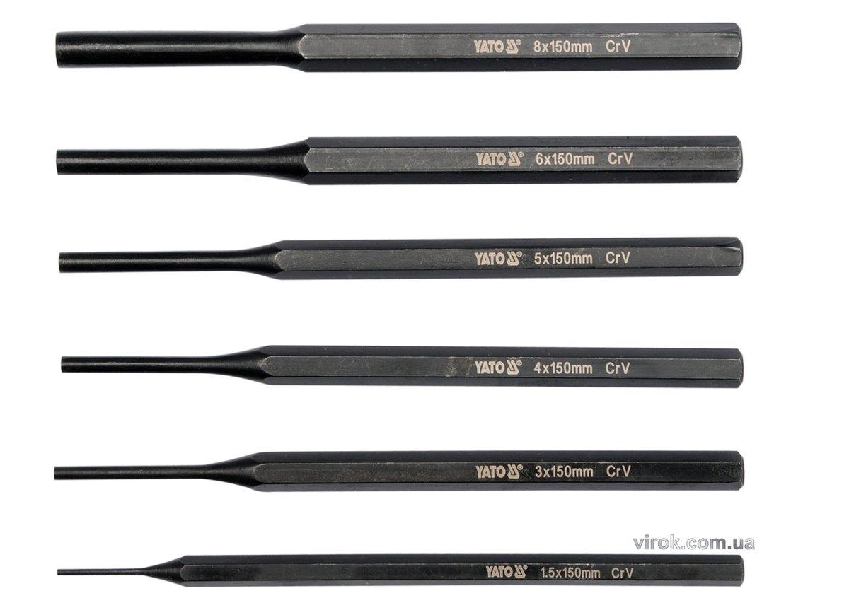 Пробійники слюсарні YATO : Ø=1.5; 3; 4; 5; 6; 8 мм, l=150 мм, Набір. 6 шт. [6/24], фото 1