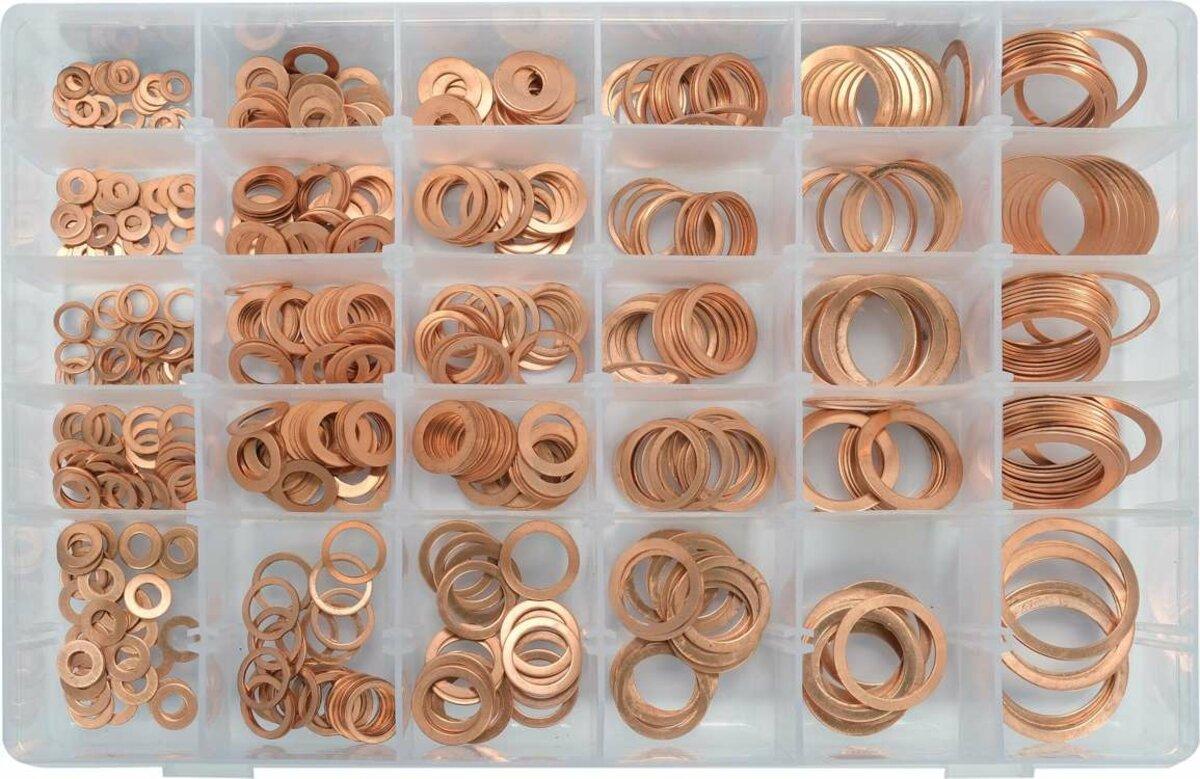 Шайби мідні різних розмірівYATO, Ø= 4/8 - 30/36 мм, наб. 580 шт [20], фото 1