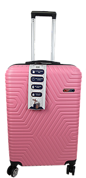 Пластикова середня колісна валіза 70L GD Polo блідо-рожева
