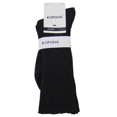 Високі шкарпетки альпака кашемір Корона 36-41 чорні 805-7, фото 1