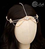 Роскошная тиара, украшение на голову из страз "Хеопса" диадема - золотистая Aushal Jewellery