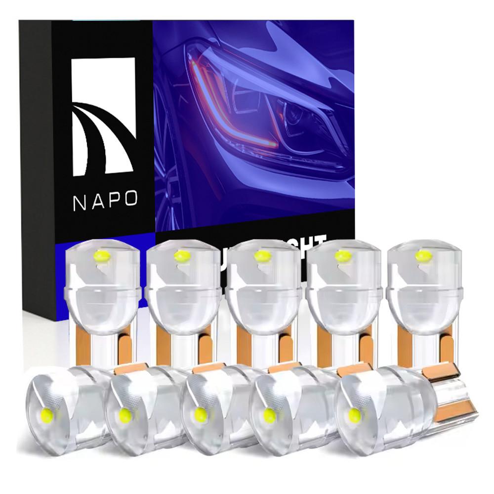 Комплект світлодіодних ламп NAPO PRO T10-F2 W5W T10 колір світіння білий 10 шт, фото 1