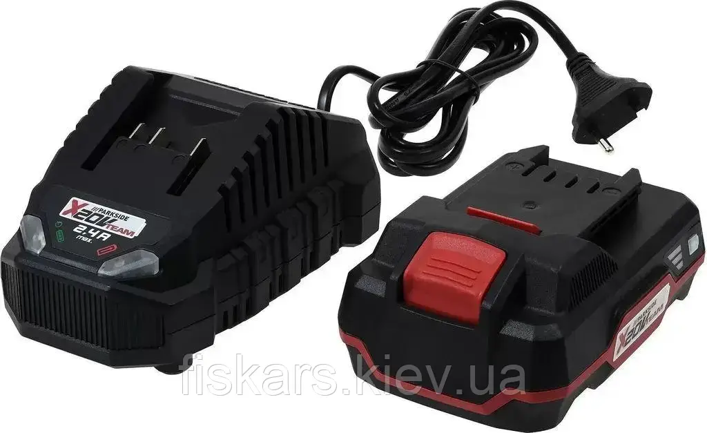 Зарядний пристрій + акумулятор Parkside 20В/2,4А (PAP 20 B1) + 20В/2Ач (PLG 20 C1)