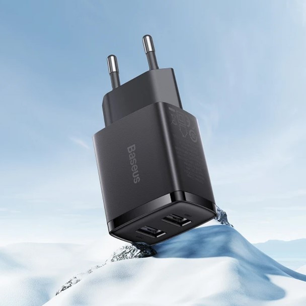 Мережевий зарядний пристрій Baseus Compact Charger 2USB 2.1A 10.5W Чорний