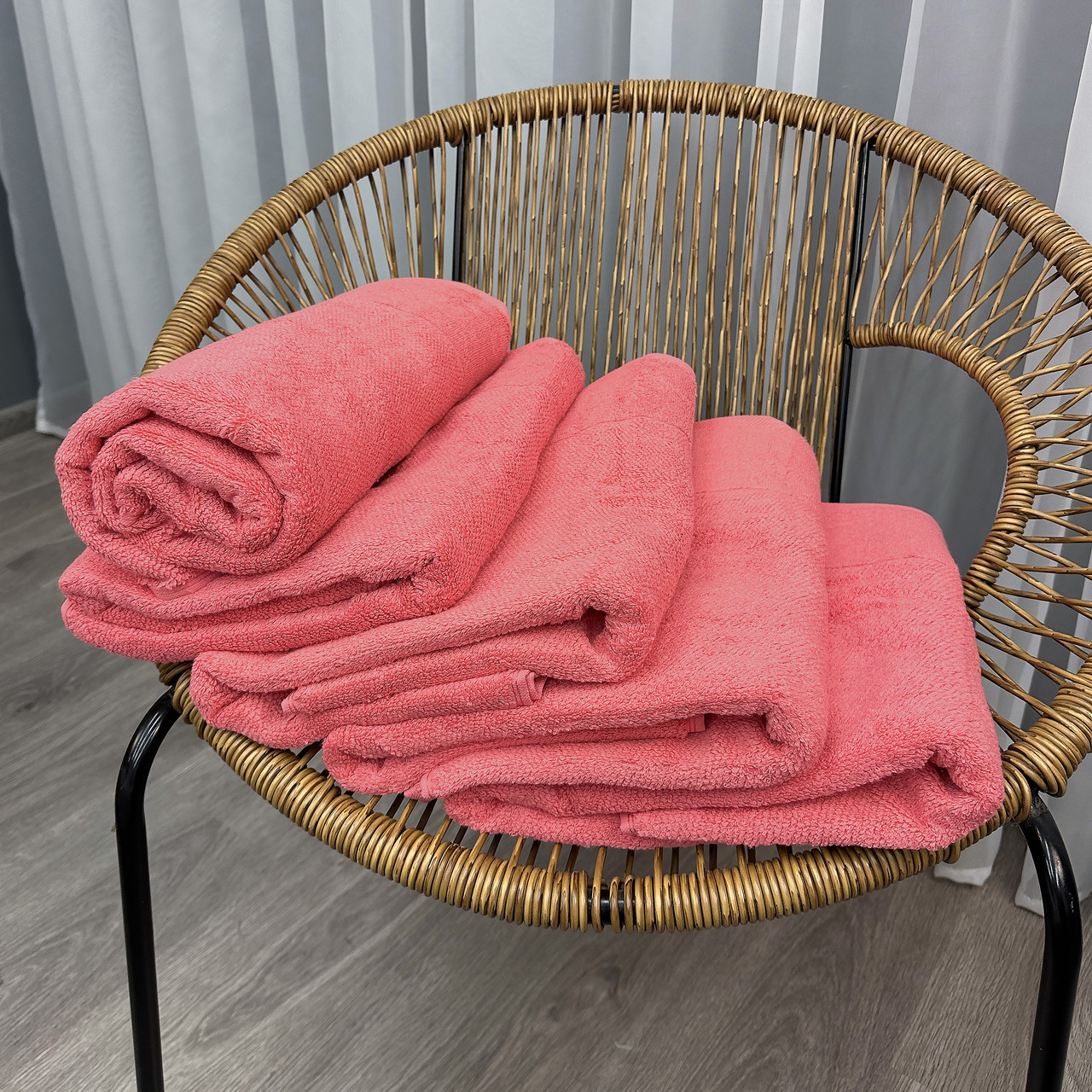 Рушник махровий Aisha Рис ефект колір кораловий, фото 1