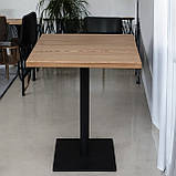 Стіл зі стільниці масиву ясена на одній металевій ніжці, для саду, вуличних кафе та барів 75 см коричневий, фото 3