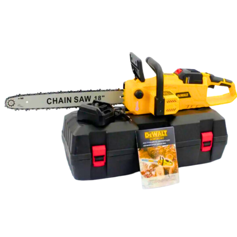 Пилка акумуляторна DeWALT з шиною 45 см та ручним гальмом Потужна пила з безключовою натяжкою ланцюга 36V 6AH