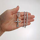 Срібна цепочка з хрестиком чоловіча. Срібний хрестик із золотими пластинами і срібна цепочка чоловіча. 60 см, фото 2