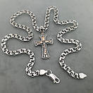 Срібна цепочка з хрестиком чоловіча. Срібний хрестик із золотими пластинами і срібна цепочка чоловіча. 60 см, фото 6