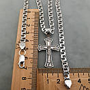 Срібна цепочка з хрестиком чоловіча. Срібний хрестик із золотими пластинами і срібна цепочка чоловіча. 60 см, фото 4