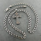 Срібна цепочка з хрестиком чоловіча. Срібний хрестик із золотими пластинами і срібна цепочка чоловіча. 60 см, фото 5