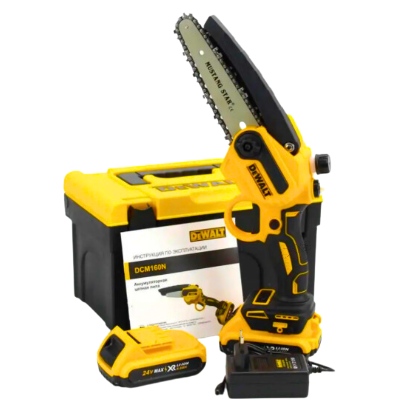 Довговічна міні пила DeWalt шина 15 см Акумуляторна пила 24V 4AH з автозмащенням ланцюга Міні пила Деволт