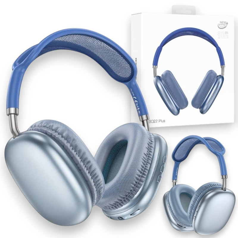 Бездротові bluetooth навушники BIG Borofone BO22 Plus Elegant Навушники накладні з мікрофоном, сині